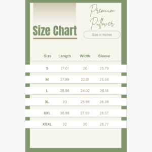 Silhouette Premium Pullover Size Chart