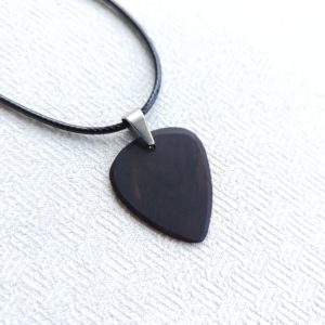 African Blackwood Guitar Pick Necklace - Close up