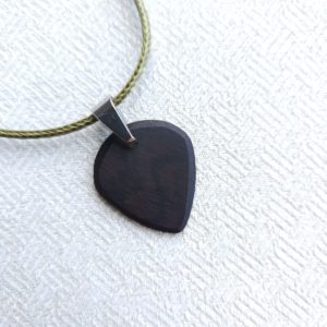 African Blackwood Jazz Guitar Pick Necklace - Close up