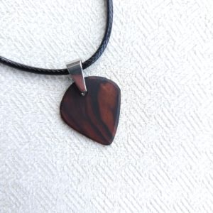 Mun Ebony Jazz Guitar Pick Necklace - Close up