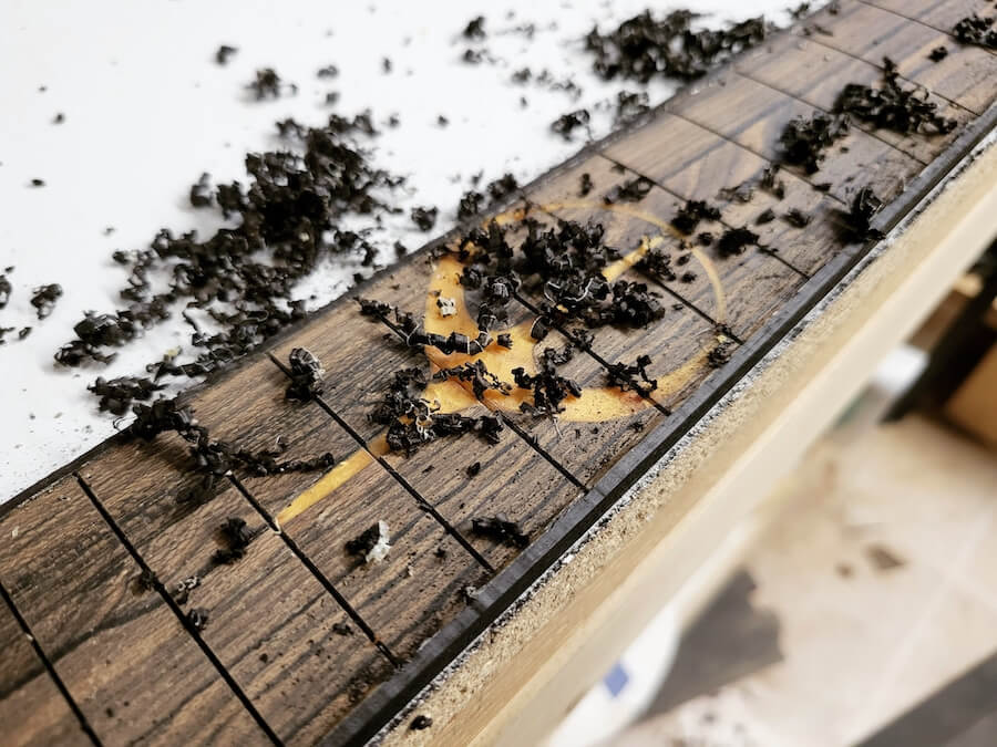 Scraping Ebony Binding on the Fretboard